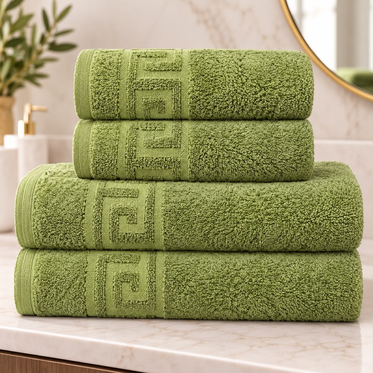 Set 4 prosoape HORECA – Greek Border / 500g – Olive Green