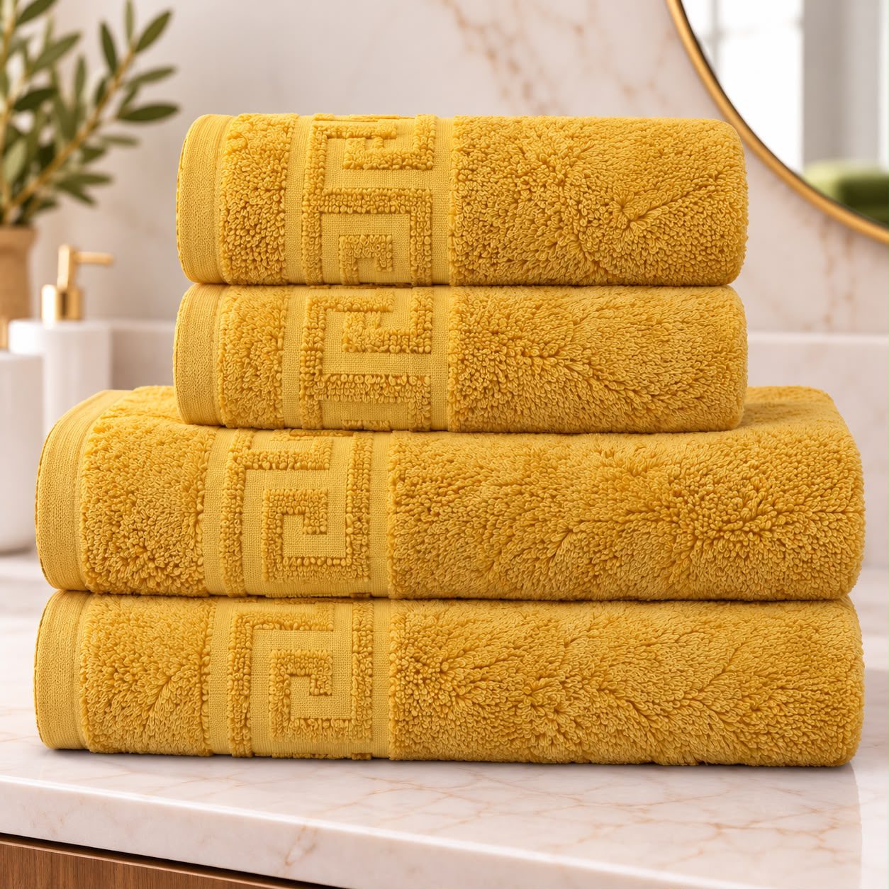 Set 4 prosoape HORECA – Greek Border / 500g – Golden Yellow