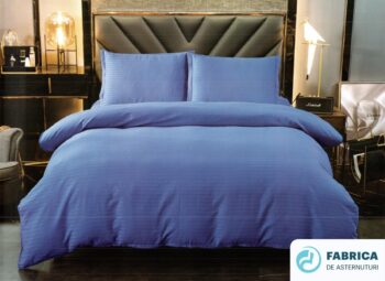 lenjerie de pat, damasc, albastra, 4 piese, 2 persoane